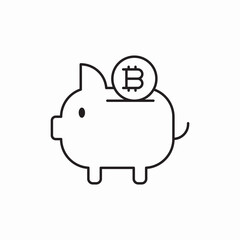 Bitcoin piggy bank savings icon vector sign