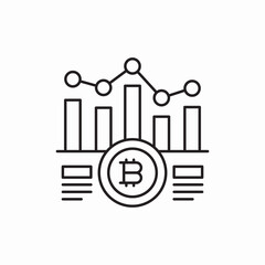Bitcoin market analysis chart icon vector sign