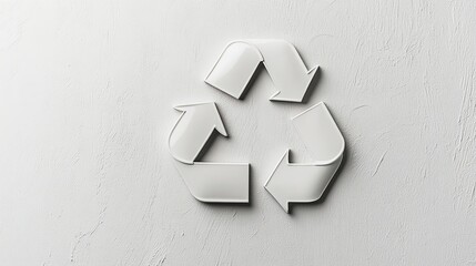 A monochrome recycling logo subtly embossed on a neutral wall 