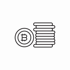 Bitcoin cryptocurrency stack coins icon vector sign