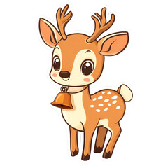 Fototapeta premium Create a playful baby deer sticker with a bell art studio digital sticker whimsical setting front view adorable concept
