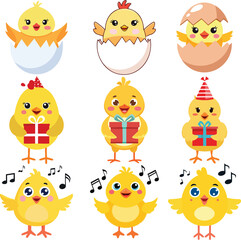 set of funny chicken