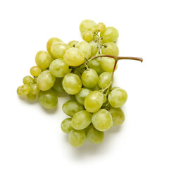 Sweet green grapes on white background