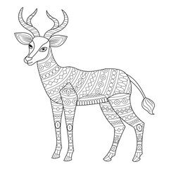 Intricate Line Art of a Decorative Deer