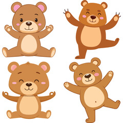 Cute Teddy Bears in Different Poses Collection