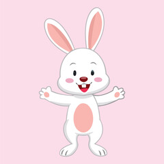 Cute Rabbit with Backpack on Pink Background