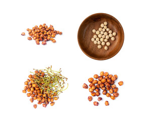 Cherry Stones Isolated, Cherry Core Pile Closeup, Sweet Fruit Kernels, Cherries Pits, Dry Prunus Avium Seeds