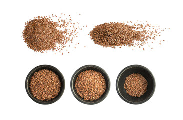 Dry Raw Unpeeled Rice Grains Isolated on White Background