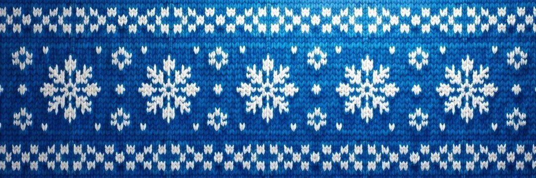 Blue and white nordic snowflake design on knitted background, Nordic, Jacquard, Christmas
