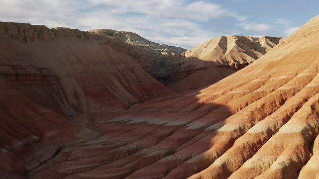Colorful mountains in Altyn Emel National park drone view