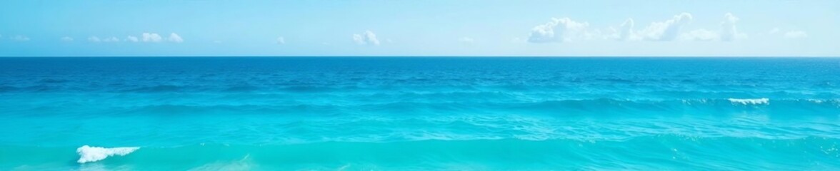 Obraz premium Bright blue ocean with small waves and clear skies, vacation, water texture, ripples