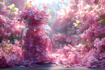 Spring Blossom Delight in Glass Jar for Nature Inspiration and Decor