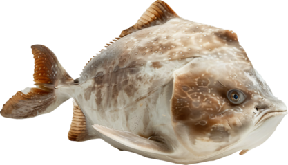 transparent background sunfish with round body and unique fin placement
