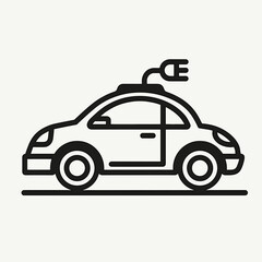 Electric Car Charging Icon, Line Art Style for Eco-Friendly Transport, Automotive Industry Blogs, Infographics, Sustainable Energy Websites, and Green Initiatives
