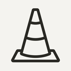 Traffic Cone Outline Icon for Road Safety Awareness, Construction Site Signage, Driver Education Materials, Web Design Elements, and Traffic Management Resources
