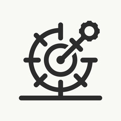 Obraz premium Target Gear Icon Represents Precision Adjustment for Business Strategy Blogs, Project Management Websites, Technical Manuals, Engineering Articles, and Product Development