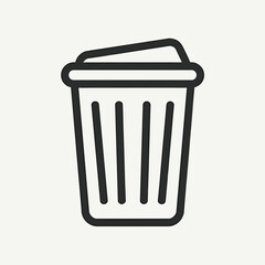 Black Trash Can Outline Garbage Container Pictogram Symbol for Recycle Bins, App Icons, Interface Design, Zero Waste Illustrations, Cleaning and Office Supplies Catalogs