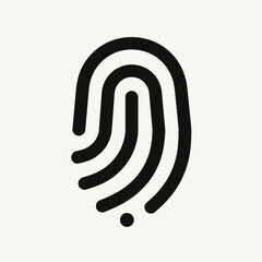 Black Fingerprint Line Art Represents Authentication, Security Systems, and Digital Identity for Cyber Security Blogs, Biometrics Websites, Secure Access Cards, & Law Enforcement Awareness