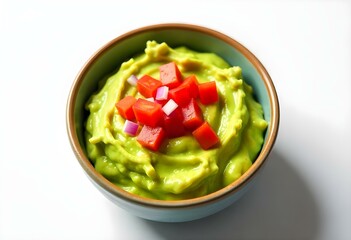 Bowl with Guacamole isolated on white background
