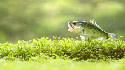 A cultivation fish with a subtle gradient background, sharp focus, copy space below, modern commercial poster