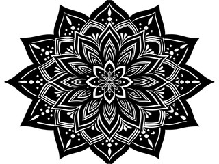 Abstract floral design featuring a round ornate mandala pattern with vintage lace elements, creating a decorative vector illustration