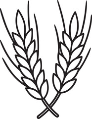 wheat line art, black outline, vector and illustration, coloring book page line art drawing