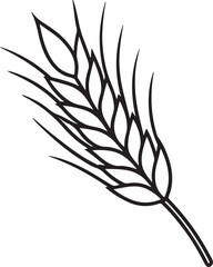 wheat line art, black outline, vector and illustration, coloring book page line art drawing