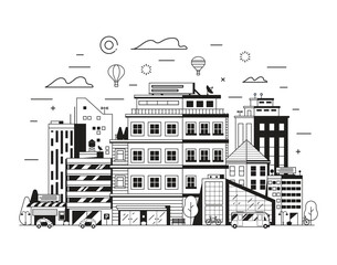 Modern City Skyline with Downtown