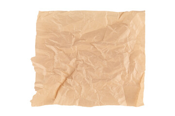 Crumpled paper isolated no background cutout