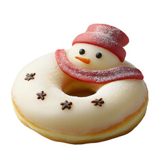 Fototapeta premium Festive Snowman Donut Winter Holiday Treat Delicious Christmas Bakery Sweet Dessert Food Photography