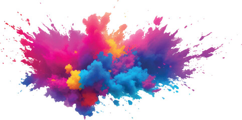Dynamic and Expressive Watercolor Splash with Bright, Radiant Brush Streaks and Aquarelle Stains, Creating a Colorful and Lively Burst of Colors Against a Crisp White Canvas.
