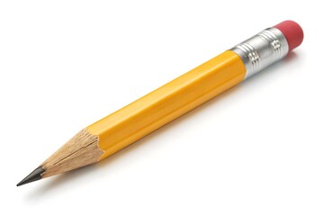 Naklejka premium Sharpened Yellow Pencil Isolated on White Background School, Office, Education Concept