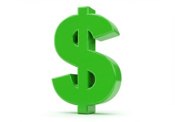 Fototapeta premium A vibrant green dollar symbol against isolated on white background