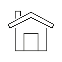 House With Chimney Line Icon. Residential Building, Home Ownership, And Real Estate Outline Symbol. Architecture And Housing Concept. Editable Stroke. Isolated Vector Illustration