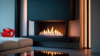 Bio Fireplace fueled by ethanol gas.