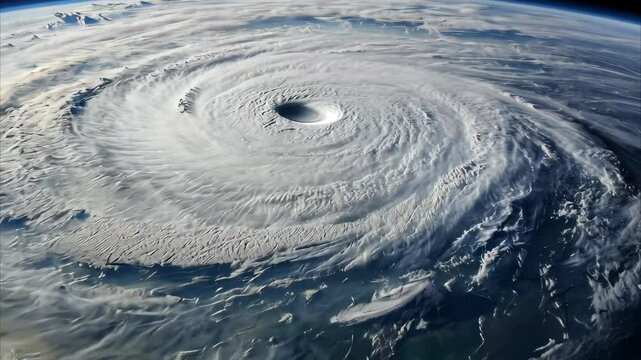 Meteorology satellite video showcasing dynamic weather patterns during a hurricane formation, meteorology satellite video and data fusion in weather prediction