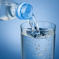 glass of water and a bottle