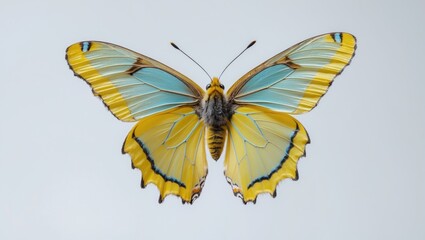 Fototapeta premium Isolated yellow butterfly against a white background