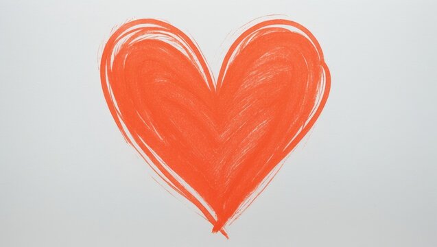 Heart depicted as a realistic rough drawing with red marker on paper against a white background