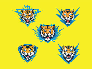 Esport logo bold jungle tiger mid-roar