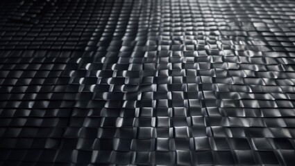 Black rubber sheet with geometric checkered pattern for industrial and outdoor backgrounds