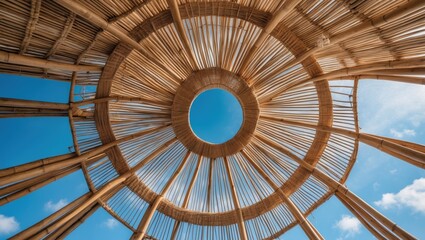 Close-up of woven bamboo texture for wall decor