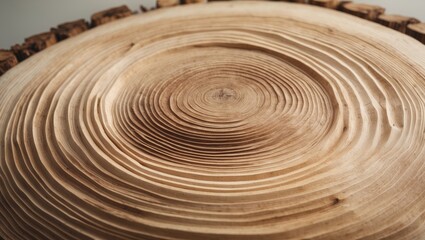 Naklejka premium Close-up of tree trunk cross-section showcasing wood texture and rings