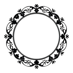 Circular ornament frame with ornament accents silhouette vector Design.