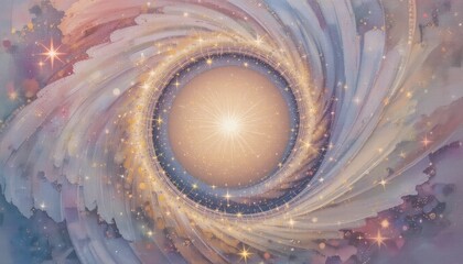 Cosmic spiral motion abstract art digital illustration dreamy environment close-up view mystical concept