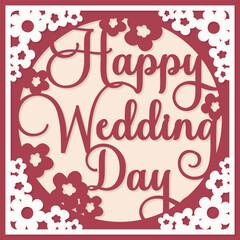 Wedding card layered. Layered paper cut Flowers and Butterflies. Paper cut out design. Shadow box style. 3D design.