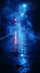 Moody Night Street Mobile Wallpaper Rain Mist & Neon Lights | Vertical HD Atmospheric Background

