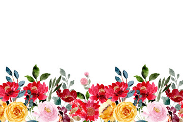 Watercolor flowers background vector for design.