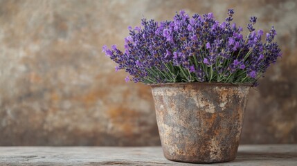 Rustic Lavender Bouquet in Vintage Metal Pot