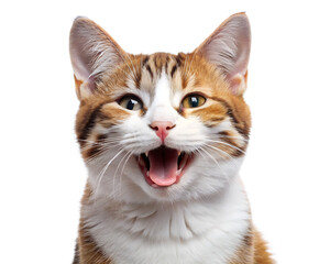 happy and cute cat laughing isolated on white background PNG
